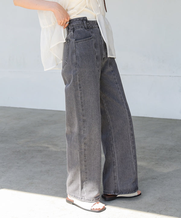 【S・M・Lサイズ展開】ウエスト切替デニムパンツ