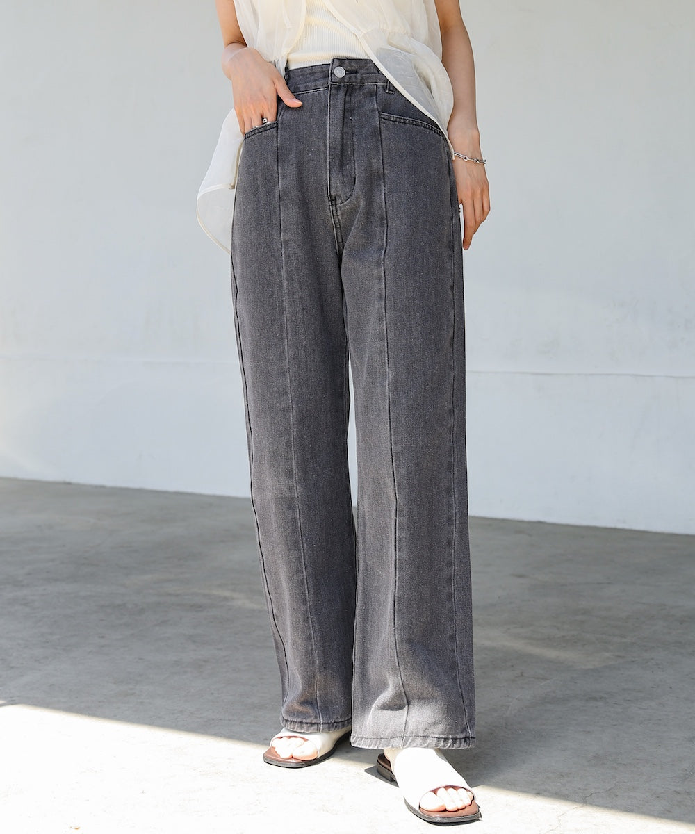 【S・M・Lサイズ展開】ウエスト切替デニムパンツ