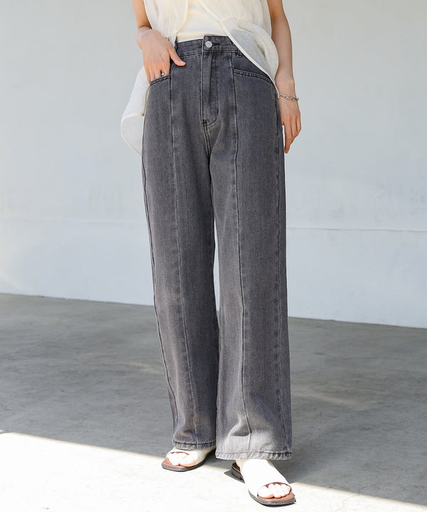 【S・M・Lサイズ展開】ウエスト切替デニムパンツ