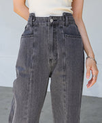 【S・M・Lサイズ展開】ウエスト切替デニムパンツ