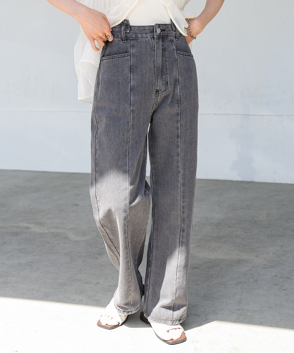 【S・M・Lサイズ展開】ウエスト切替デニムパンツ