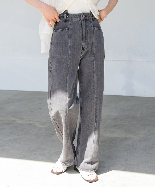 【S・M・Lサイズ展開】ウエスト切替デニムパンツ