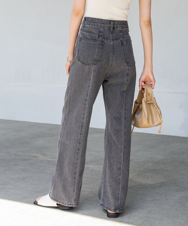 【S・M・Lサイズ展開】ウエスト切替デニムパンツ