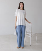 【S・M・Lサイズ展開】ウエスト切替デニムパンツ