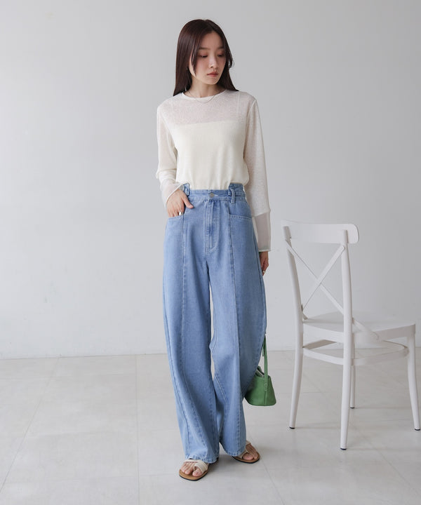 【S・M・Lサイズ展開】ウエスト切替デニムパンツ