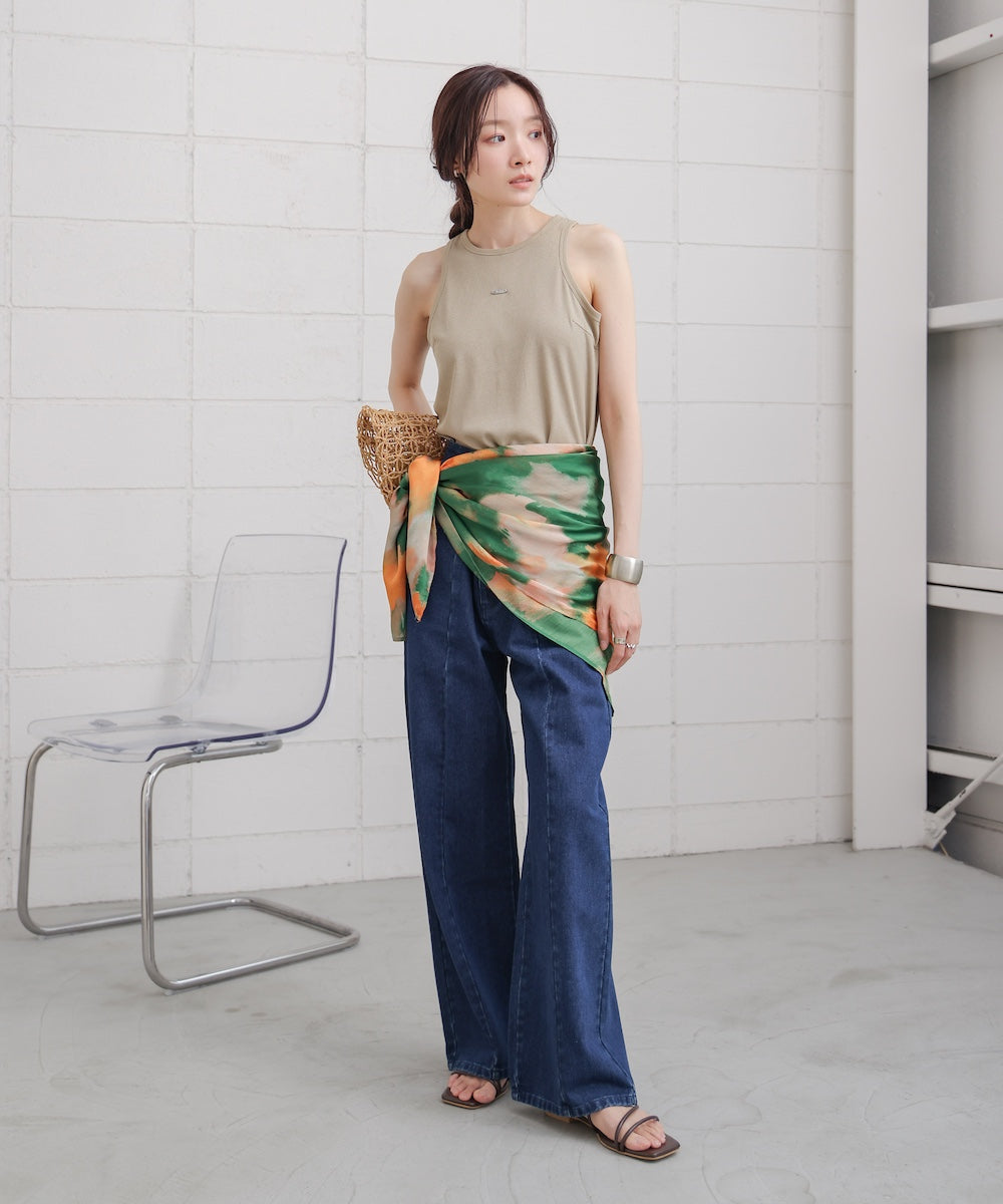 【S・M・Lサイズ展開】ウエスト切替デニムパンツ