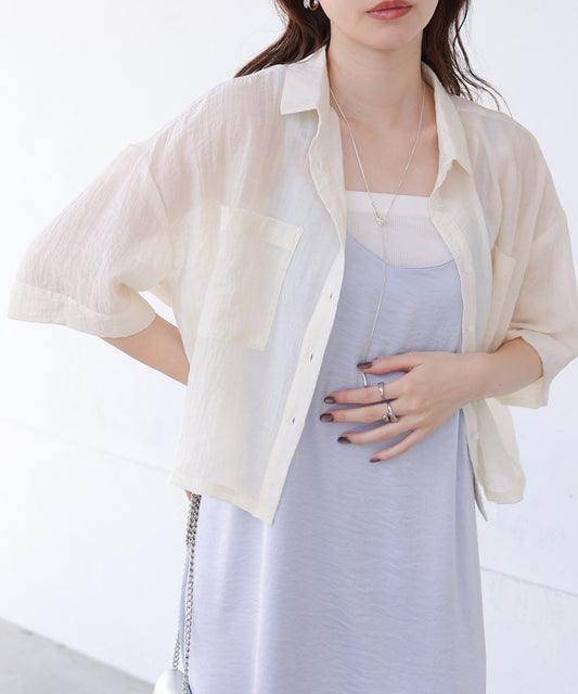 シアーショートシャツブラウス