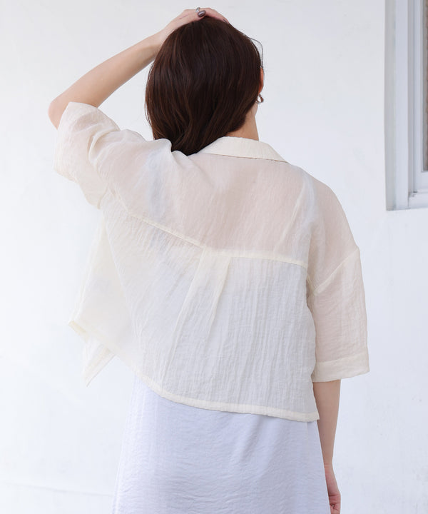 シアーショートシャツブラウス