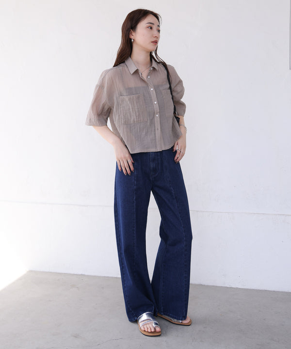 シアーショートシャツブラウス