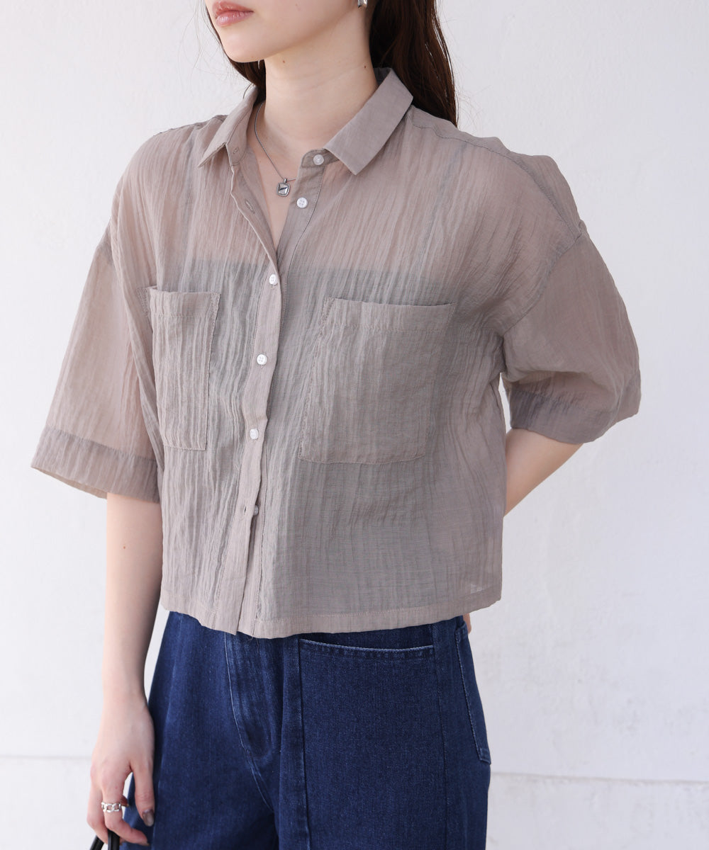 シアーショートシャツブラウス