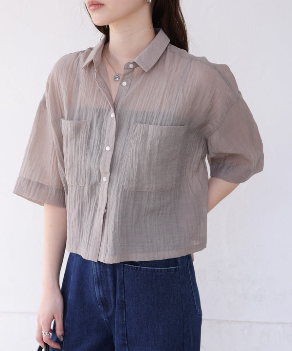 シアーショートシャツブラウス
