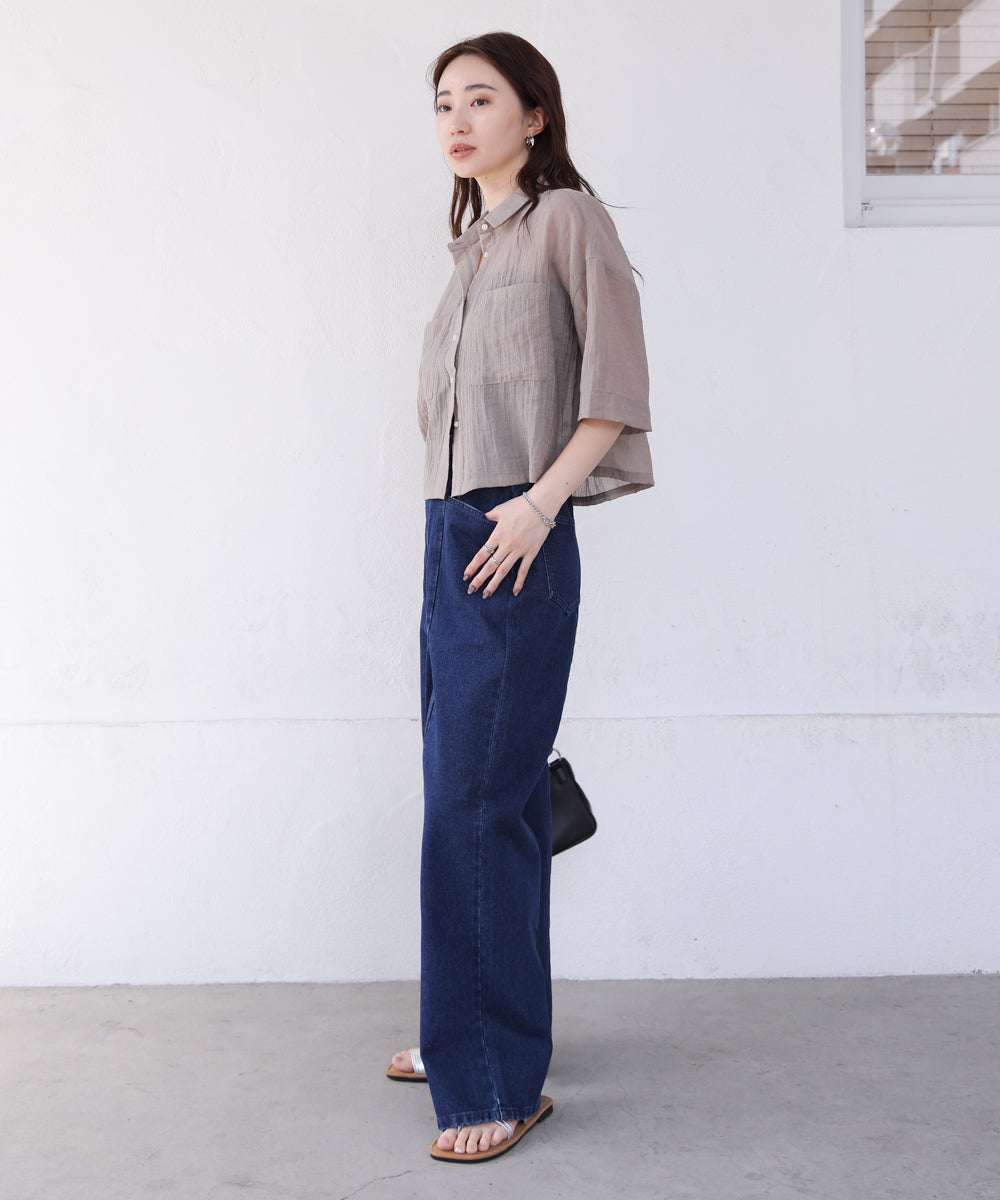 シアーショートシャツブラウス