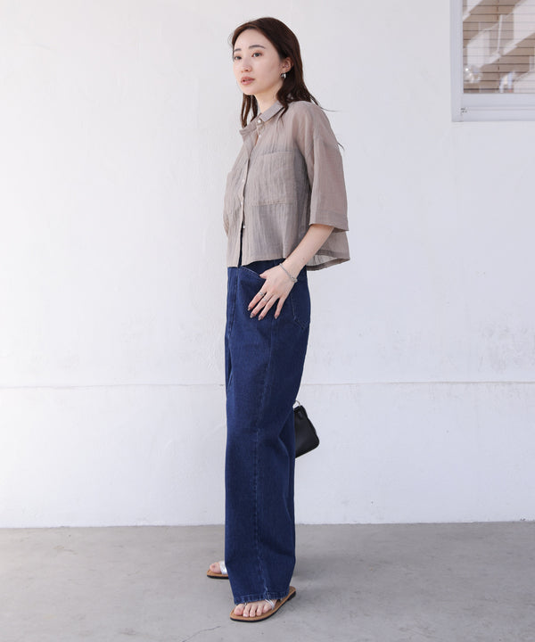 シアーショートシャツブラウス