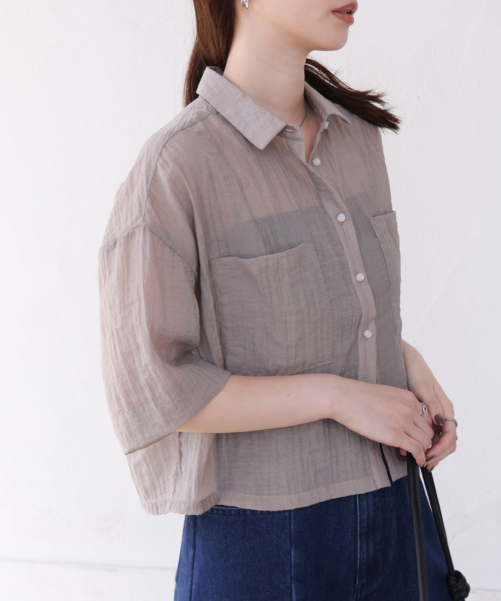 シアーショートシャツブラウス