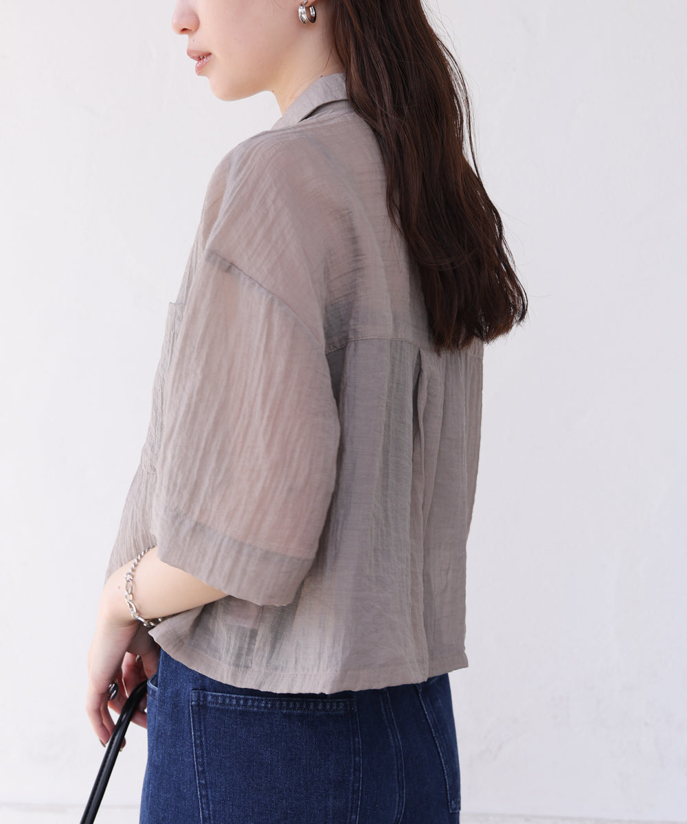 シアーショートシャツブラウス