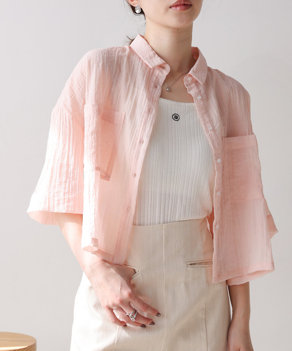 シアーショートシャツブラウス