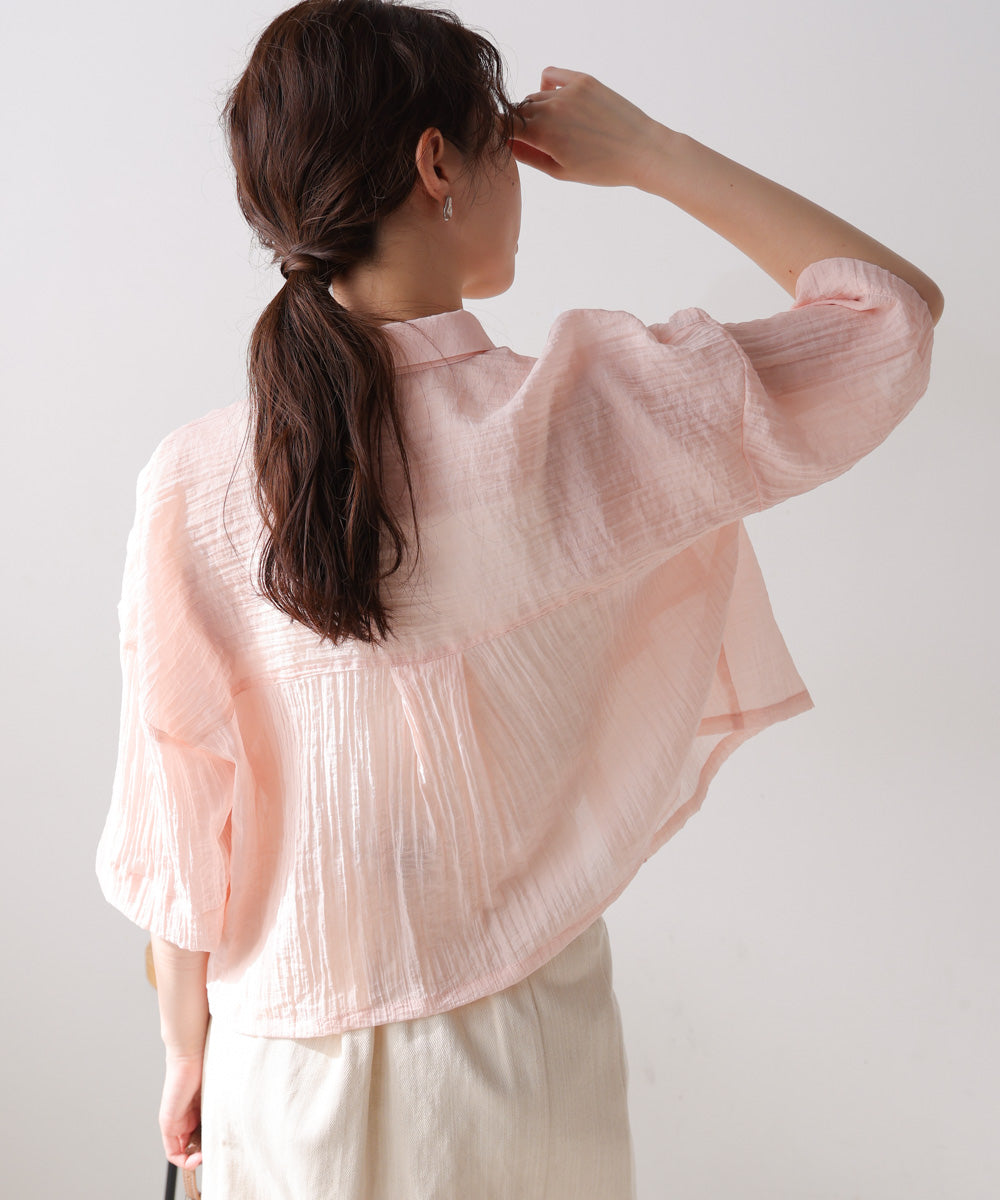 シアーショートシャツブラウス
