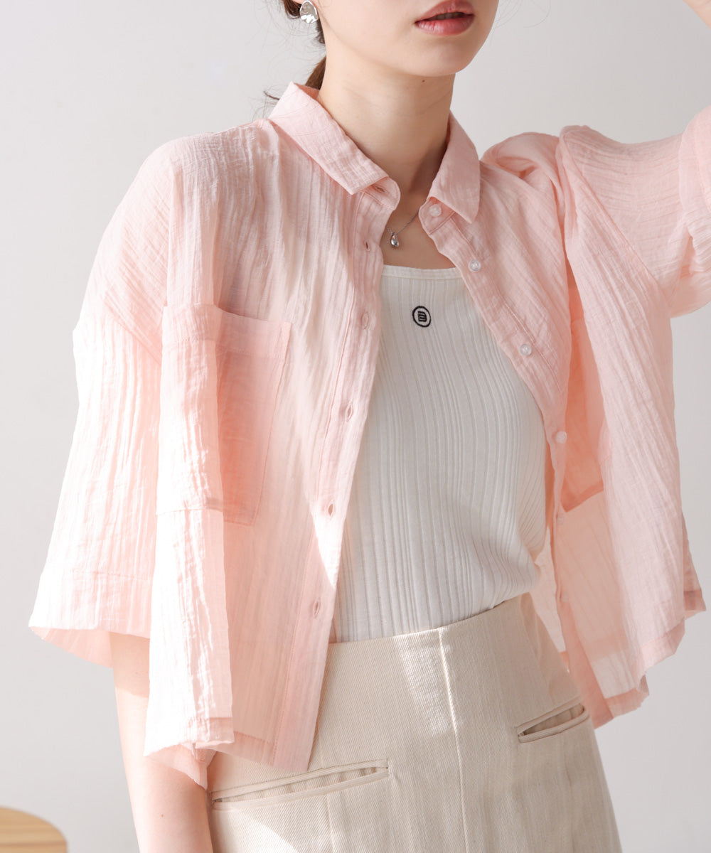 シアーショートシャツブラウス