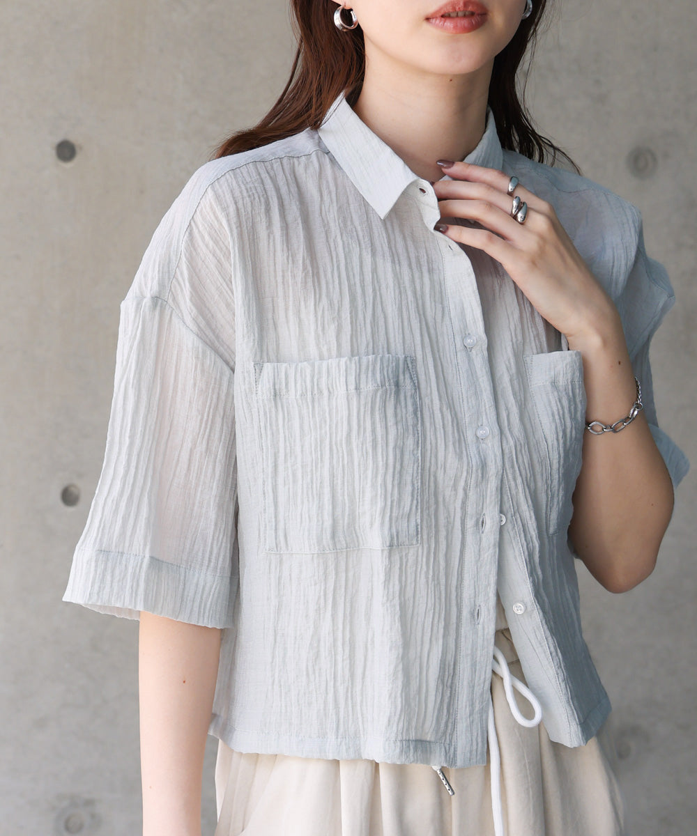 シアーショートシャツブラウス