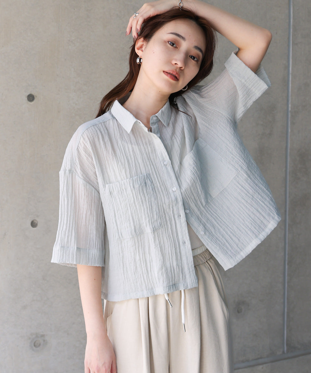 シアーショートシャツブラウス