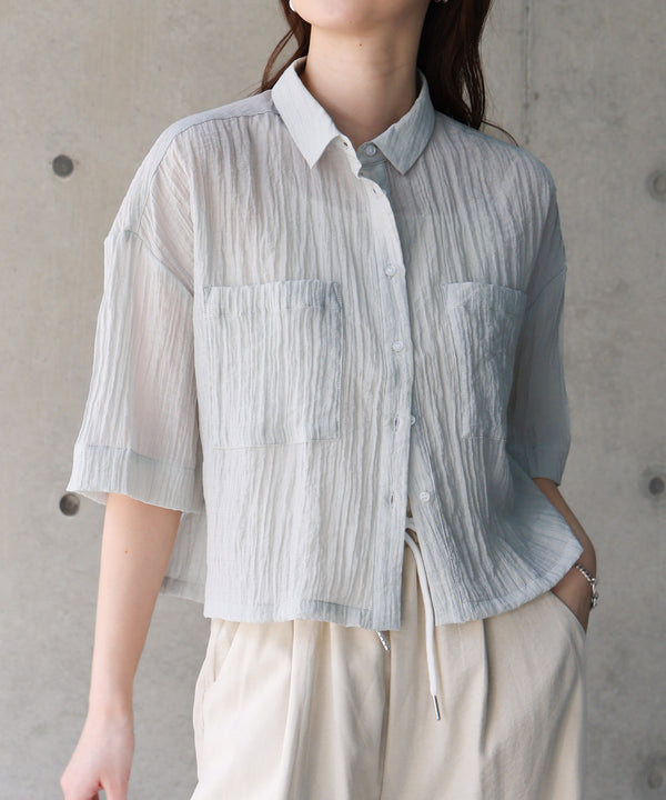 シアーショートシャツブラウス