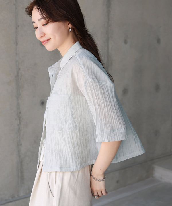 シアーショートシャツブラウス