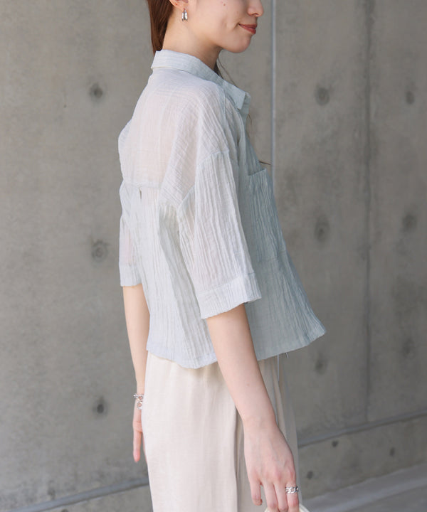 シアーショートシャツブラウス