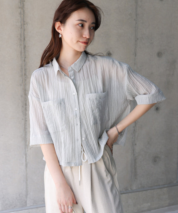 シアーショートシャツブラウス