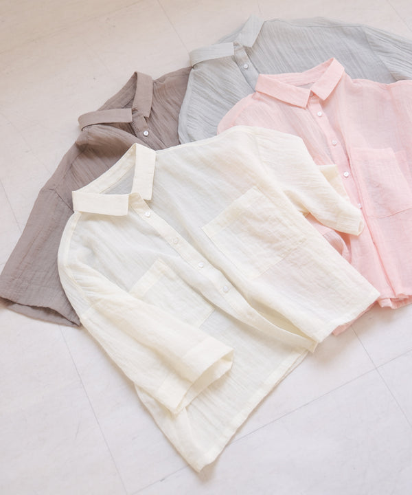 シアーショートシャツブラウス