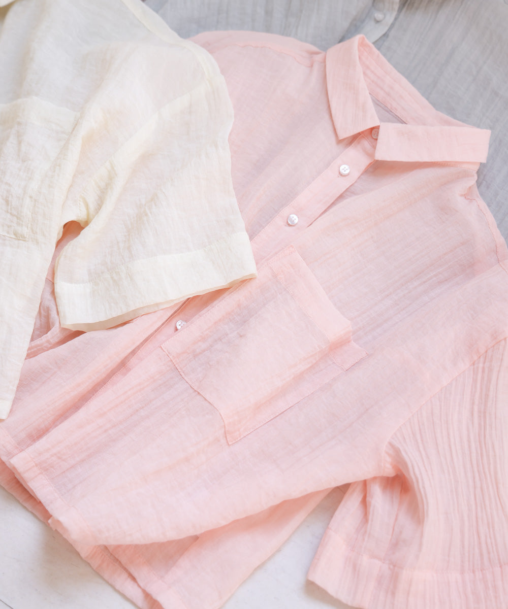 シアーショートシャツブラウス