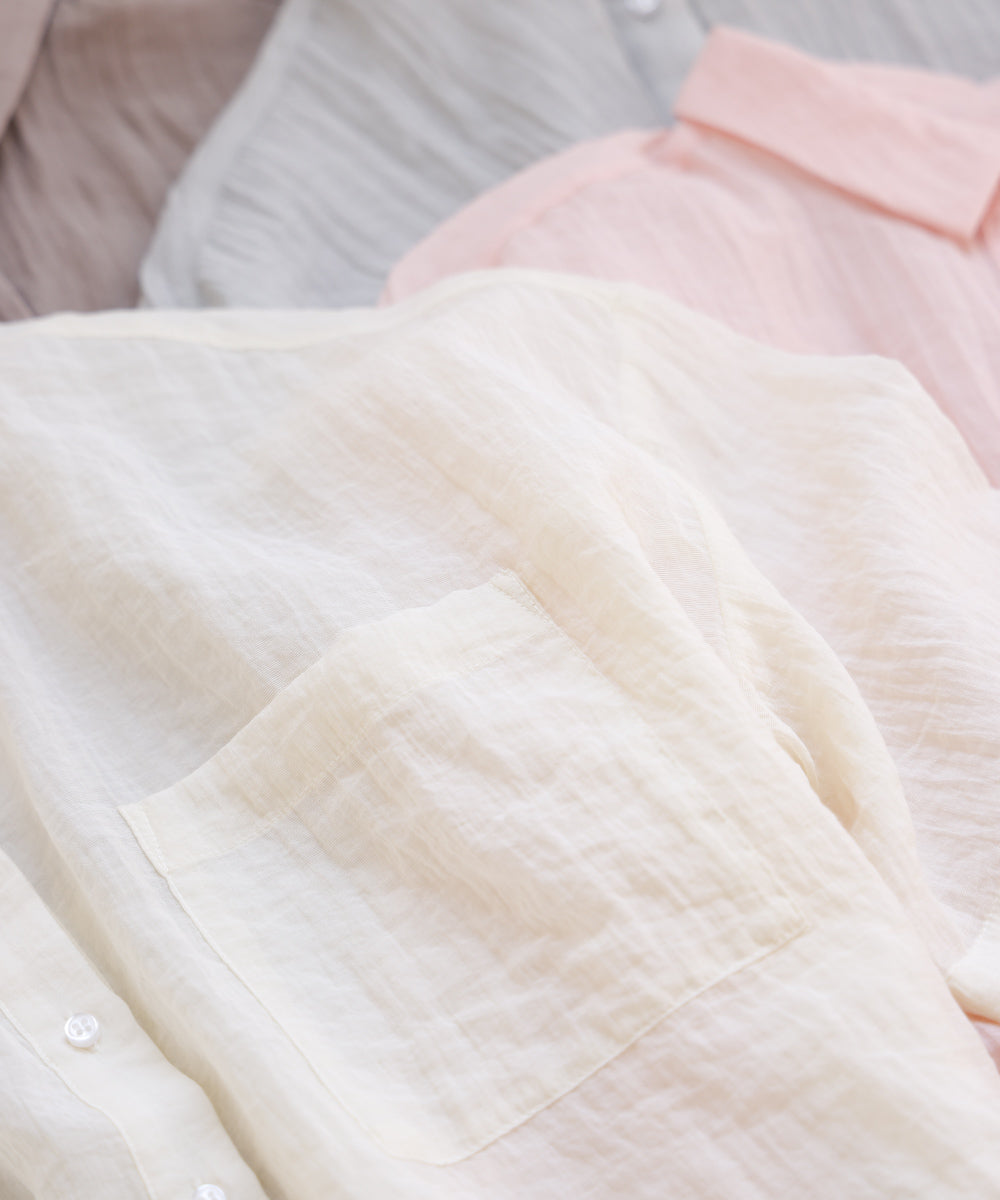 シアーショートシャツブラウス