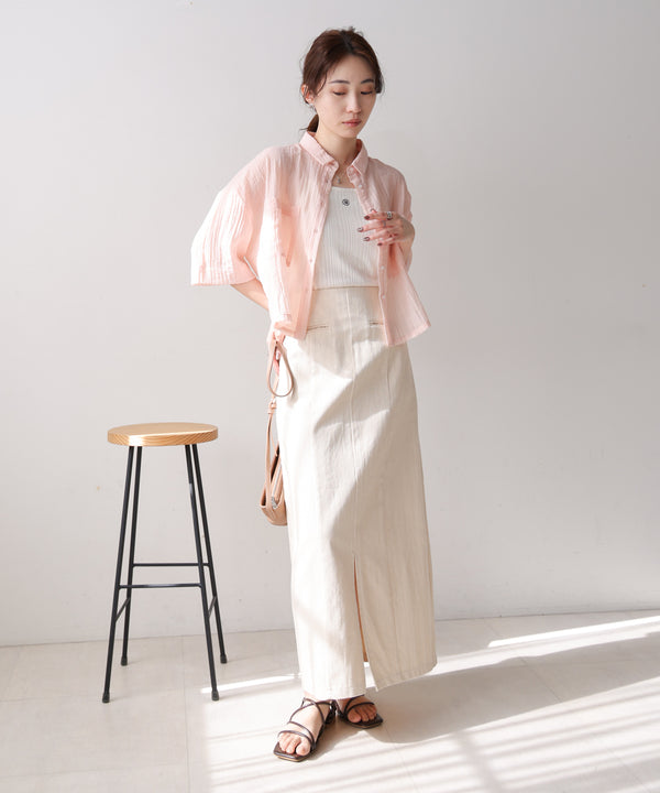 シアーショートシャツブラウス