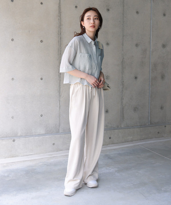 シアーショートシャツブラウス