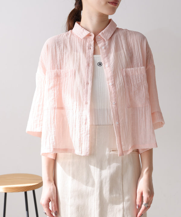 シアーショートシャツブラウス