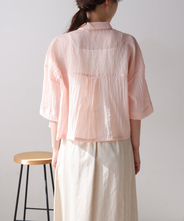 シアーショートシャツブラウス