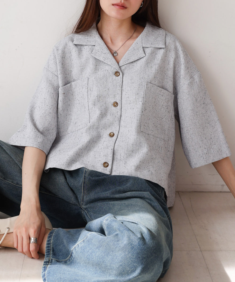 オープンカラーハーフスリーブシャツ