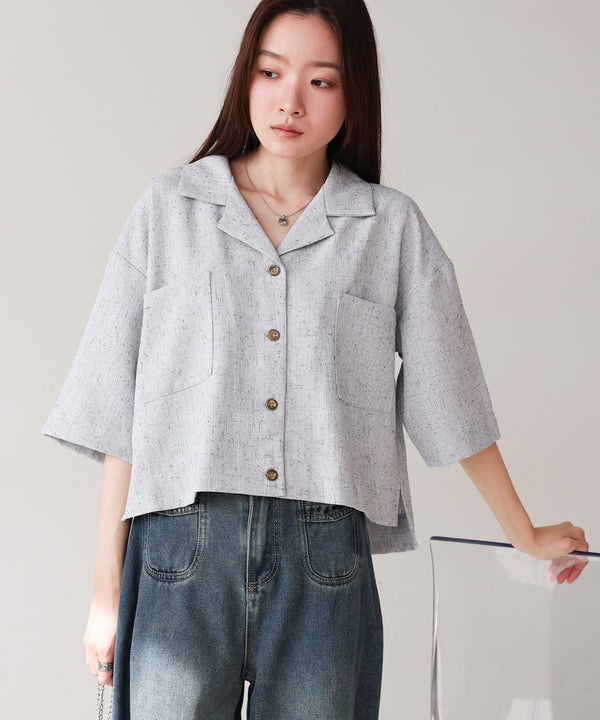 オープンカラーハーフスリーブシャツ