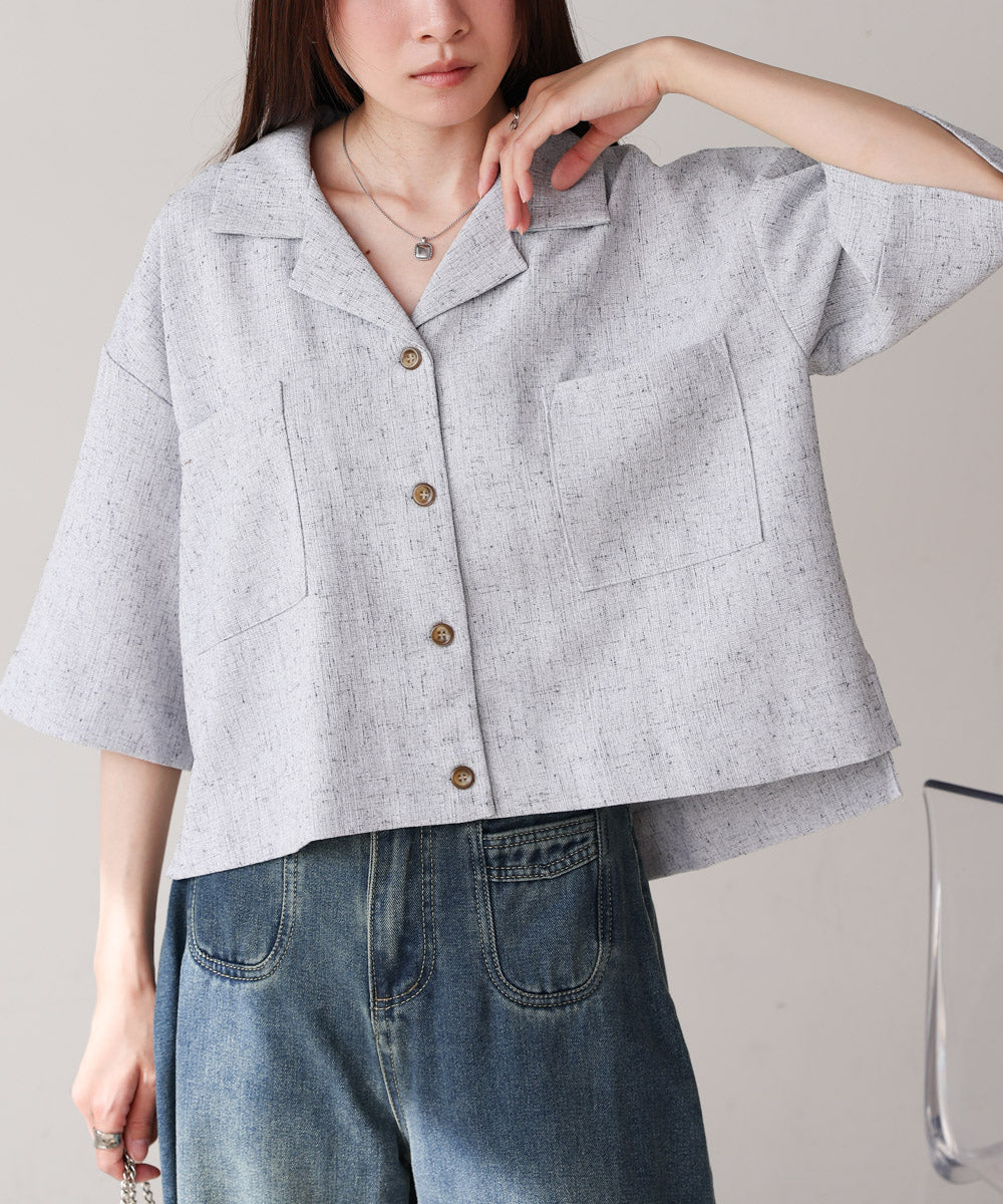 オープンカラーハーフスリーブシャツ