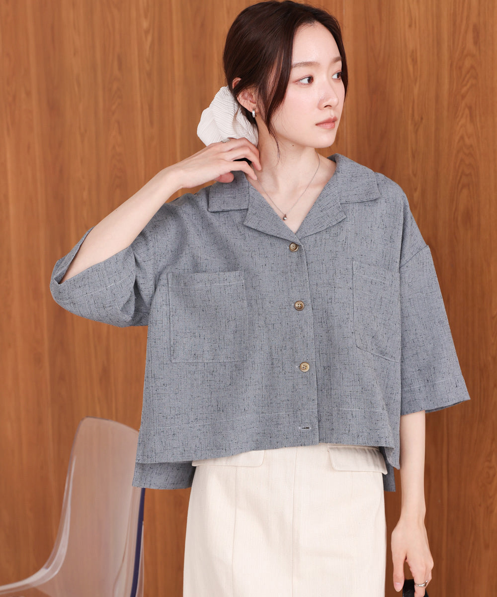 オープンカラーハーフスリーブシャツ
