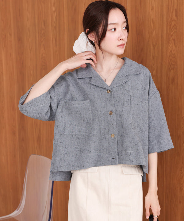 オープンカラーハーフスリーブシャツ