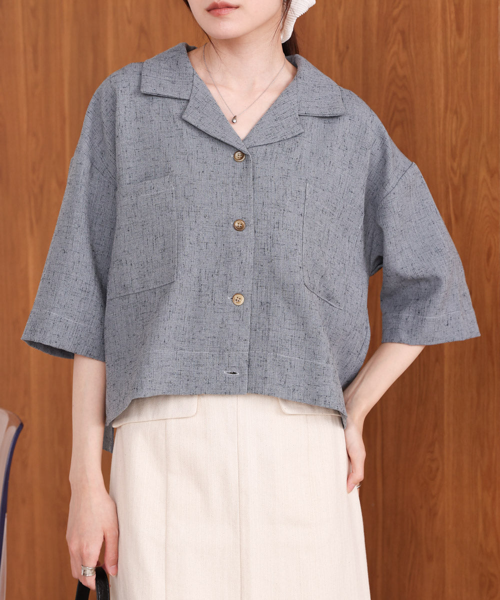 オープンカラーハーフスリーブシャツ