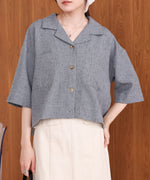 オープンカラーハーフスリーブシャツ