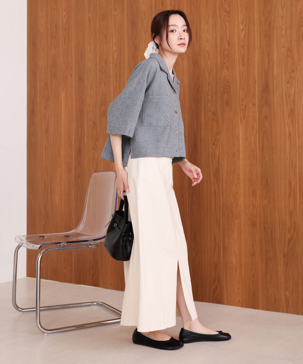 オープンカラーハーフスリーブシャツ