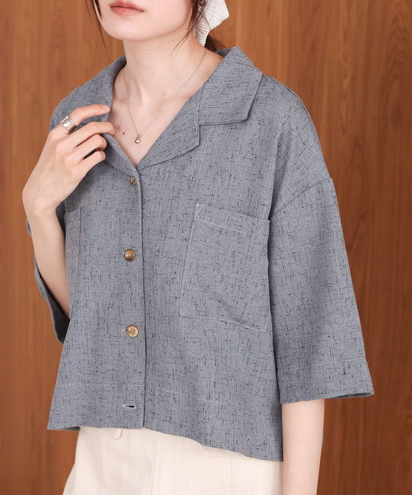 オープンカラーハーフスリーブシャツ