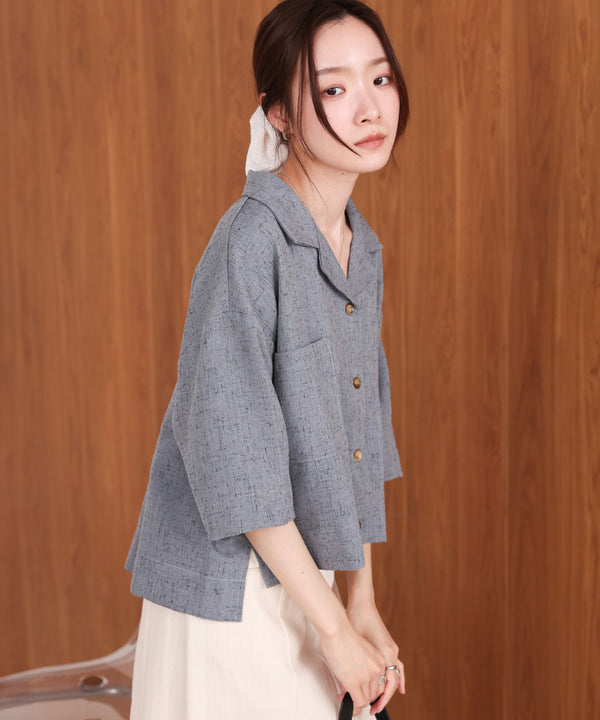 オープンカラーハーフスリーブシャツ