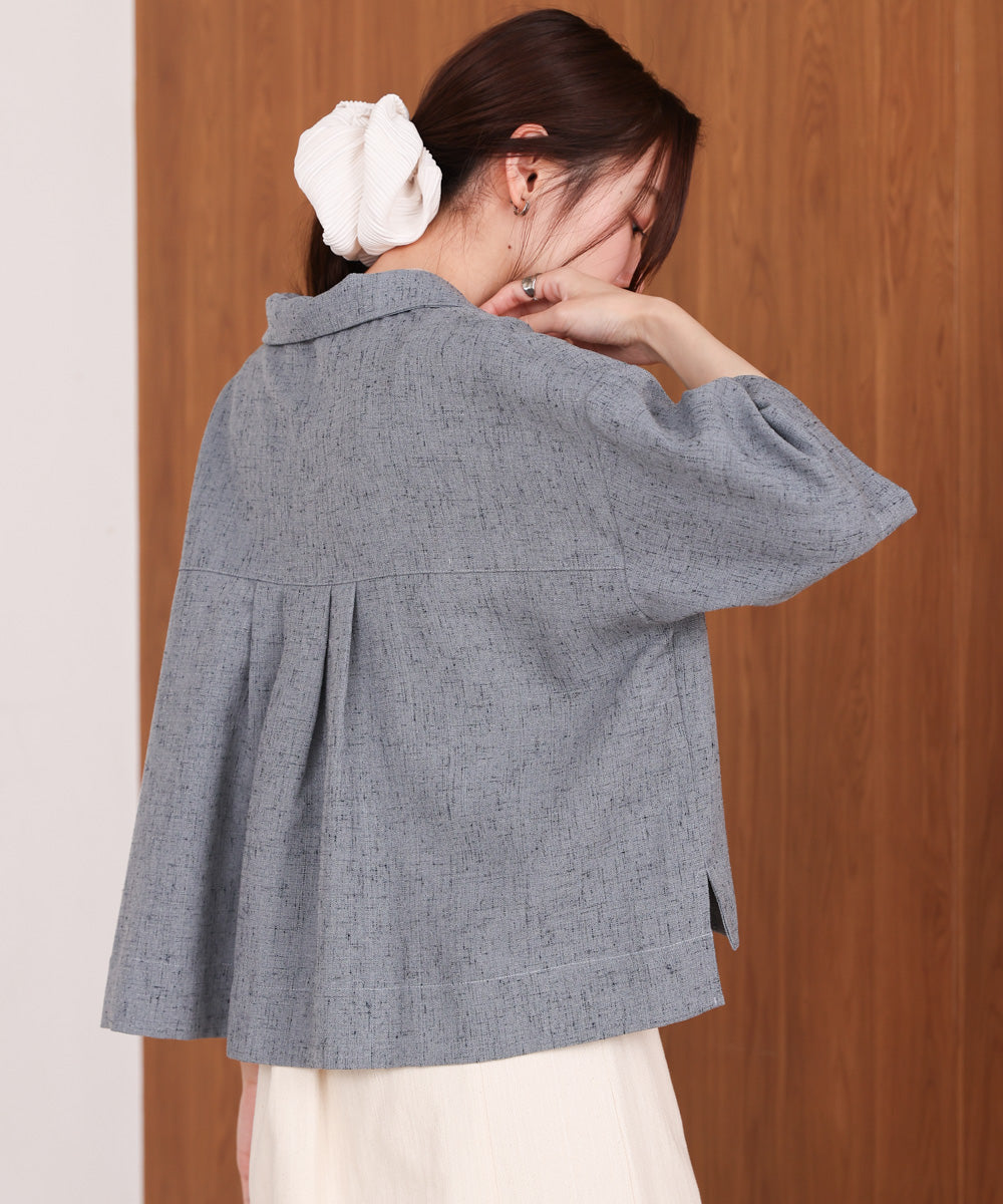 オープンカラーハーフスリーブシャツ