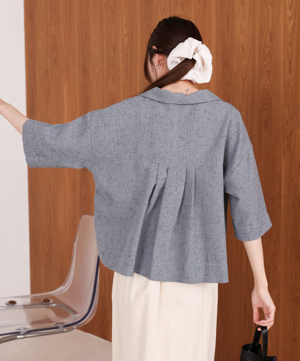 オープンカラーハーフスリーブシャツ