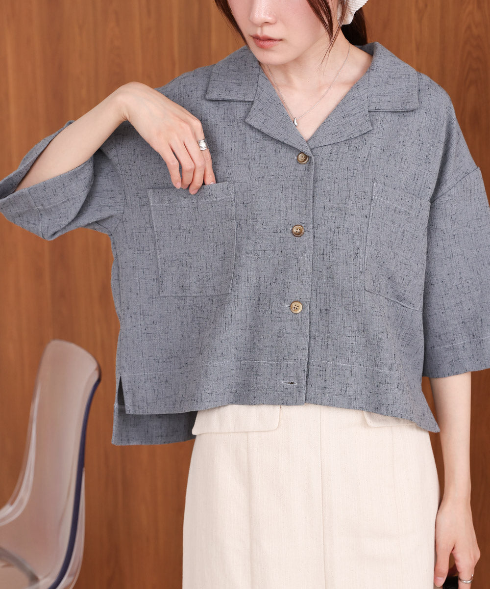 オープンカラーハーフスリーブシャツ