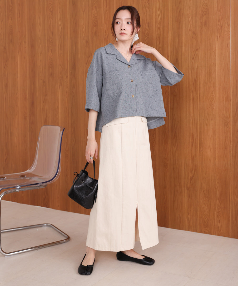 オープンカラーハーフスリーブシャツ