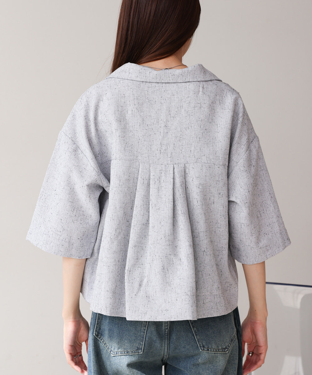 オープンカラーハーフスリーブシャツ